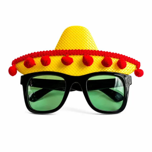 Lentes charro con pompones rojos